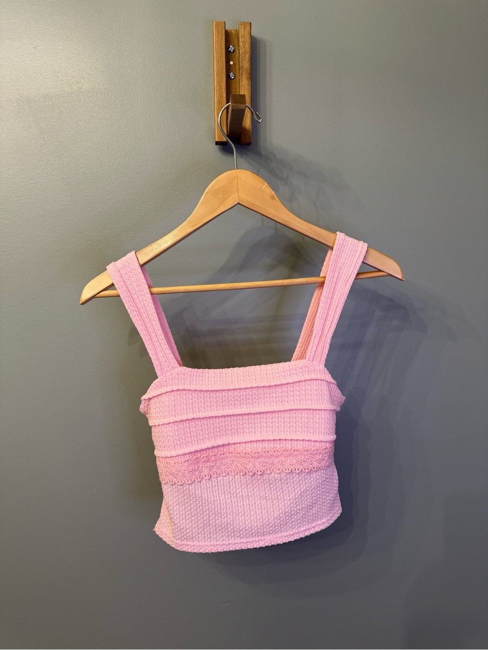 Amazon Pink Knit Square-Neck Crop Camisole